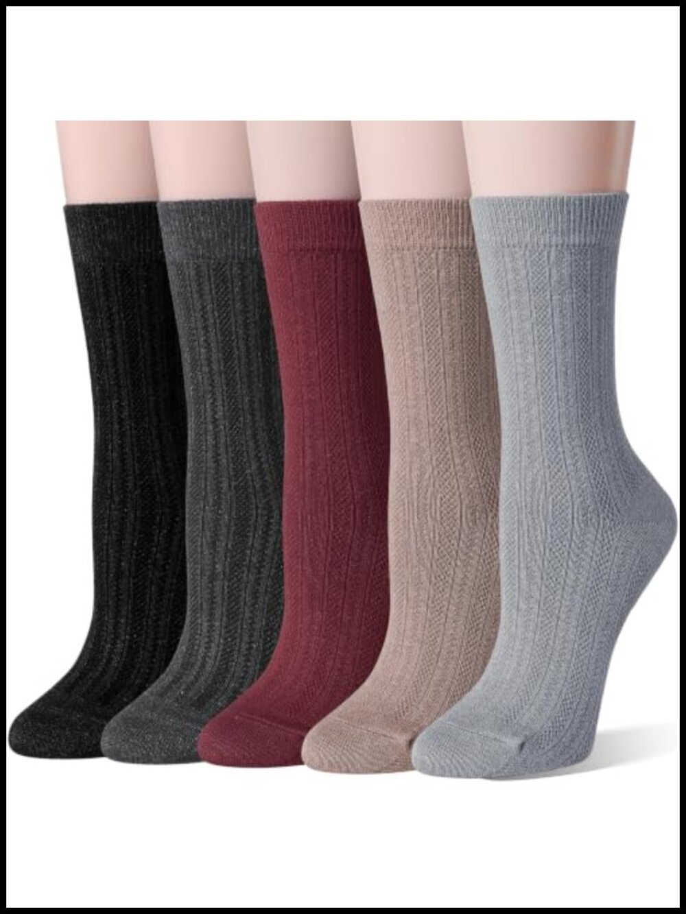 Thin Merino Wool Womens Boot Socks Warm Cozy Lightweight Calf Crew
